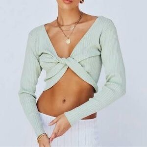 SNDYS Mint Twist Front Crop Top